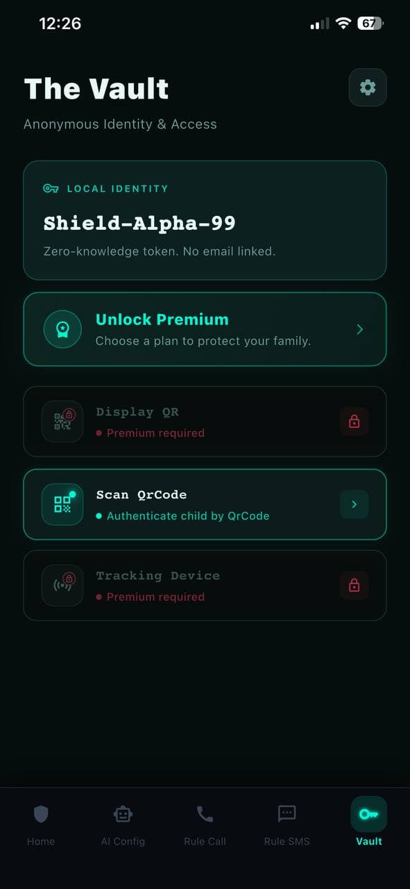 BlockScam app — The Vault screen